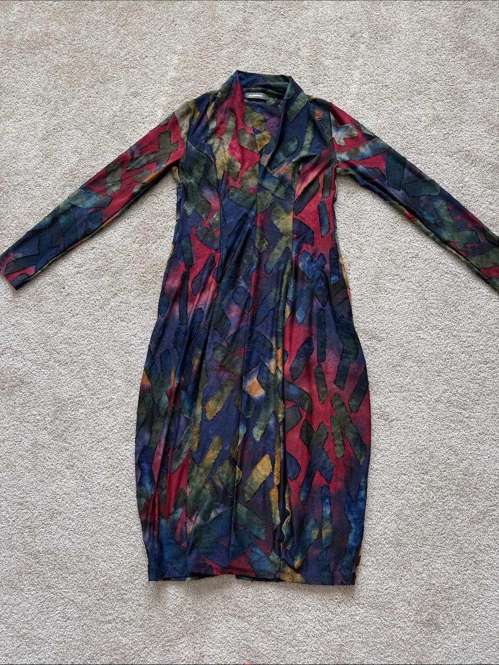 Alembika Sunburst Cocoon Abstract Mid Long Sleeve Dress - Picture 4 of 11